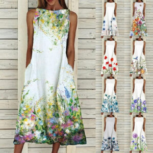 Summer Vintage Floral Print Loose A-Line Dresses