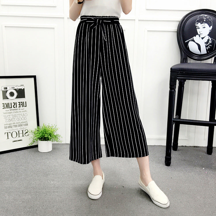 Vertical-striped chiffon wide-leg pants - Image 3
