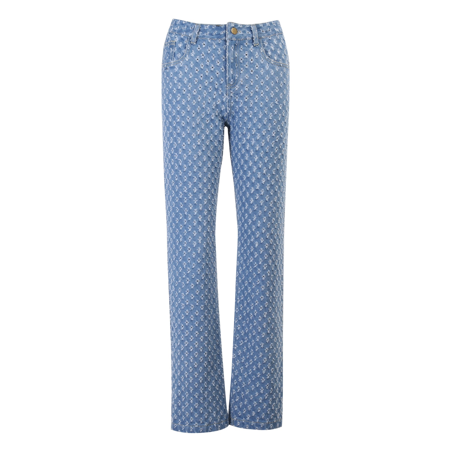 Wide Leg Pants Washed Straight-Leg Jeans - Image 5