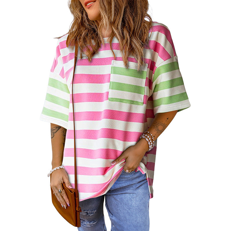 Round Neck T-shirt Women's European And American Loose Casual Dopamine Short Sleeve Top - Image 7