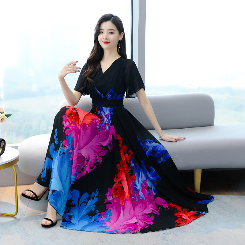 Chiffon Long Waist Slimming Temperament Maxi Skirt To Ankle - Image 10