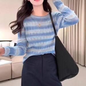Gentle Graceful And Fashionable Dopamine Striped Sweater