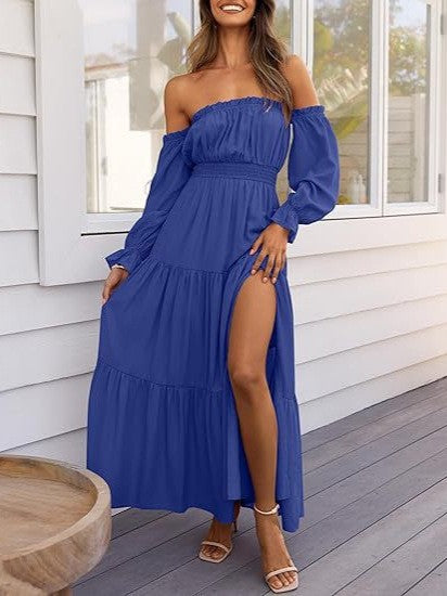Elegant High-waisted A-line Layered Maxi Skirt With A Side Slit - Image 9