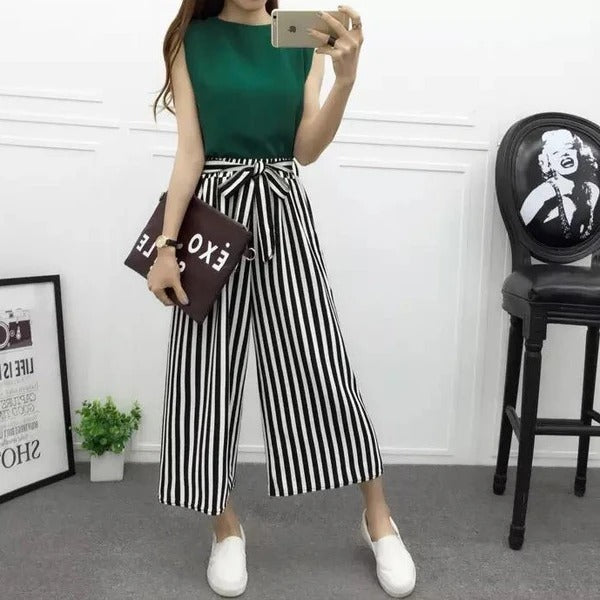 Vertical-striped chiffon wide-leg pants - Image 5