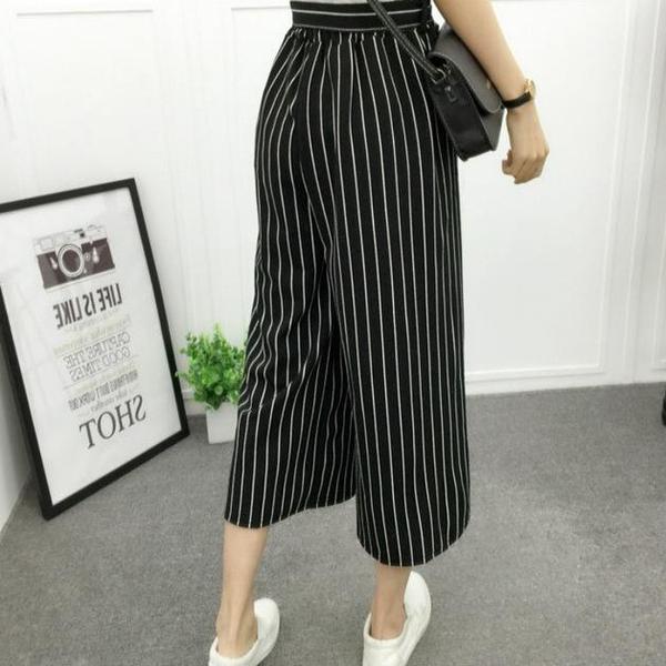 Vertical-striped chiffon wide-leg pants - Image 2