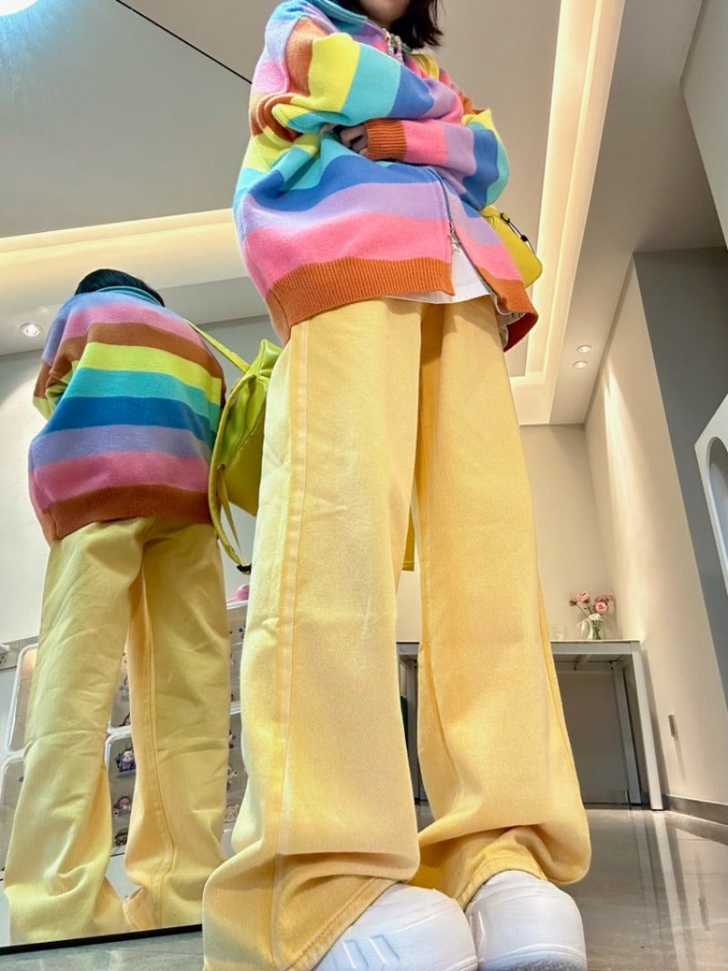 Women's Autumn Dopamine Color Retro Jeans Loose Casual Straight Leg Slimming Colored Pants - Image 3