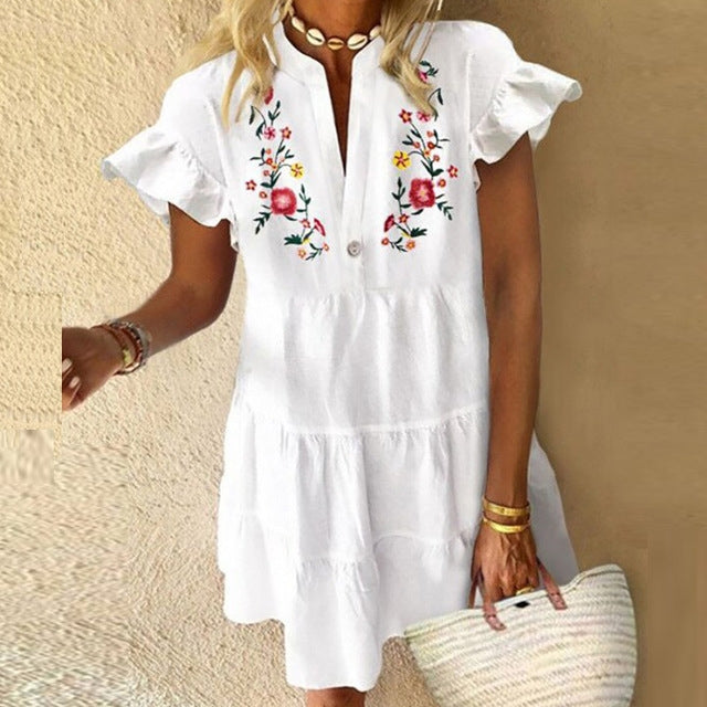 Elastic Sundress Women Dresses Vintage Cute Elegant Floral - Image 4