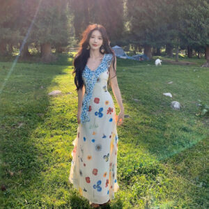 Seaside Vacation Beach Forest Style Dopamine Dress