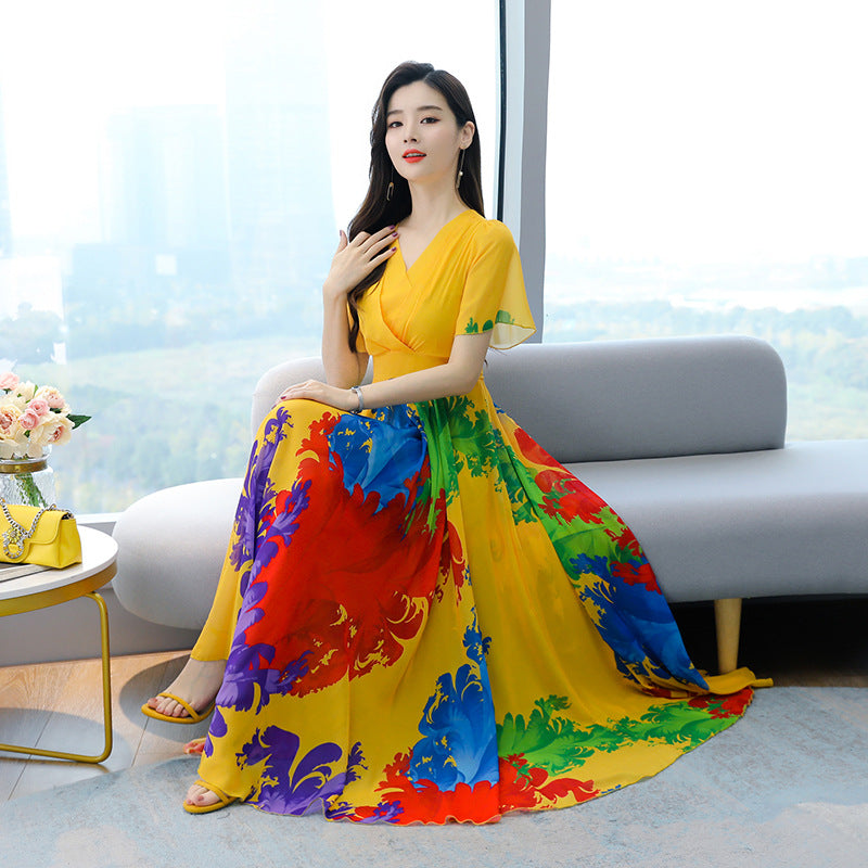 Chiffon Long Waist Slimming Temperament Maxi Skirt To Ankle - Image 9