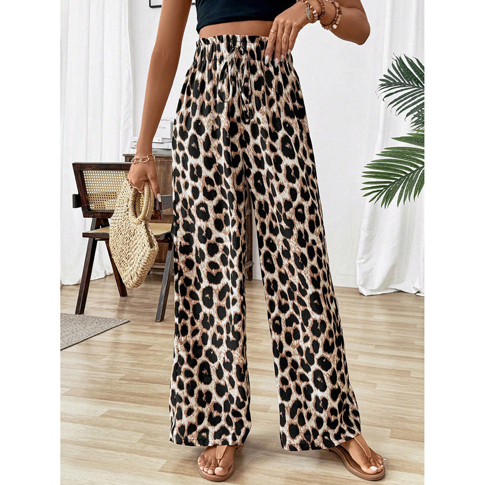 Women's Straight-leg Wide-leg Pants Leopard Print Casual Pants - Image 7