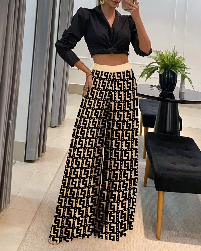 Fashion Casual Printing Wide Leg Pants - Image 10